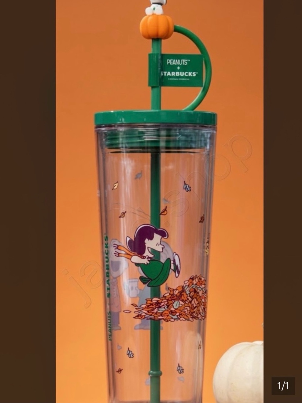 Starbucks X Peanuts Fall Leaf Tumbler with Pumpkin Top